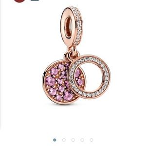Rose Gold Rose™ Sparkling purple Disc Dangle Charm Fits European Bracelets Neckl